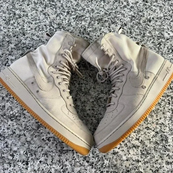 Nike SF Air Force 1 String Gray High Top Gum Sneakers Boots M12 - Picture 3 of 7